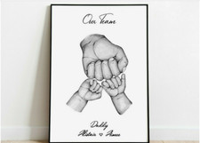 Quadro Stampa Personalizzato Nostra Squadra Papà Bambino Famiglia Mani Parola Arte Regalo