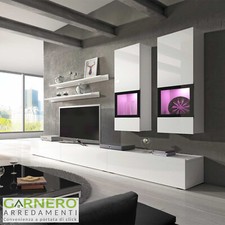 Parete attrezzata EMOTION Gihome ® moderna bianco lucido design soggiorno sala