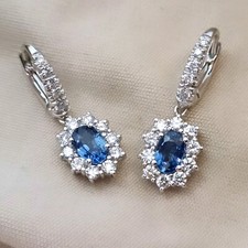 Blue Sapphire Oval & Diamonds