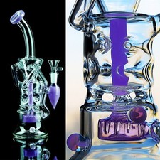 Bong Acqua Vetro Lavanda Riciclatore Hookah Rig Tubo Fumare Spessore con Ciotola 14mm