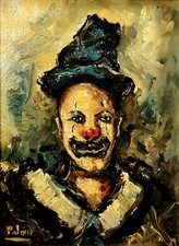 Pagliaccio dipinto ad olio - pagliaccio,