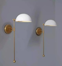 Coppia di lampade da parete Sputnik articolate in ottone antico grezzo paralu...