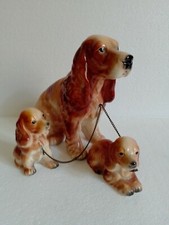 vintage FIGURE CANI STATUE CERAMICA Statuine Porcellana cocker JAPAN K.K