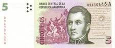 ARGENTINA 5 PESOS ANNO 1998 PICK P347 (1) UNC - FDC
