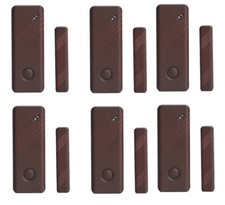 KIT 6 SENSORI MAGNETICI PORTE FINESTRE MARRONI ALLARME ANTIFURTO CASA WIRELESS