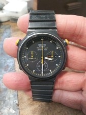 Orologio Vintage 1984 Seiko 7A38-704b Giugiaro Cronografo Nero Bello!!