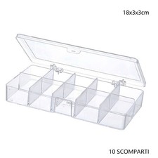 SCATOLA PORTAOGGETTI 10 SCOMPARTI PRATICA SCATOLA CONTENITORE MISURA 18x3x3 CM