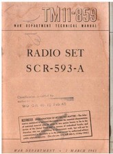 RADIO  MILITARE - RICETRASMETTITORE SCR-593-A   - TM 11-859  - US ARMY   MANUALE