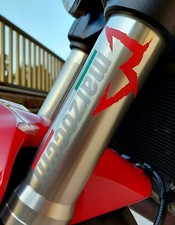 2 ADESIVO ADESIVI MARZOCCHI FORCELLE + BANDIERA ITALIA 14CM COLORE SILVER - TOP!