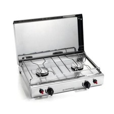 FORNELLO A GAS/ METANO 2 FUOCHI+COPERTURA INOX CUCININO CAMPEGGIO PROFESSIONALE 