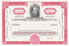 Laboratorio di Elettronica, Inc. Certificato di Stock.
