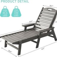 Chaise longue in HDPE bianco marca Ciokea da esterno, sedia da patio pieghevole, 5 posizioni