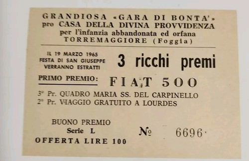 Biglietto lotteria casa divina - biglietto,
