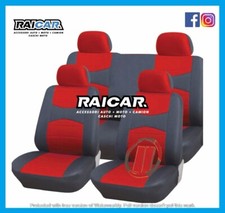 SET FODERA TAPPEZZERIA SEDILI AUTO ROSSO NERO COMPLETA + COPRIVOLANTE LANCIA Y