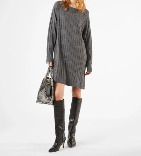Abito grigio maglia coste - grigio,