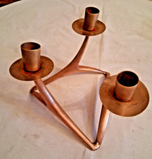 PORTACANDELE VINTAGE ANNI 60 TRE LUCI IN OTTONE ORIGINALE   VEDI DESCRIZIONE 