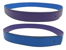 LIEN REVERSIBILE HERMES CINTURA 32 MM T90 SCATOLA IN PELLE BLU E VIOLA...