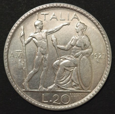 20 LIRE LITTORE 1927 VI BB