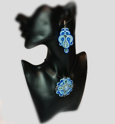 Set orecchini soutache blu - orecchini,