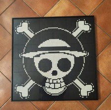 One Piece Yolly Roger Flag Lego mosaico MOC ART - 2398 piastrelle - bianco e nero