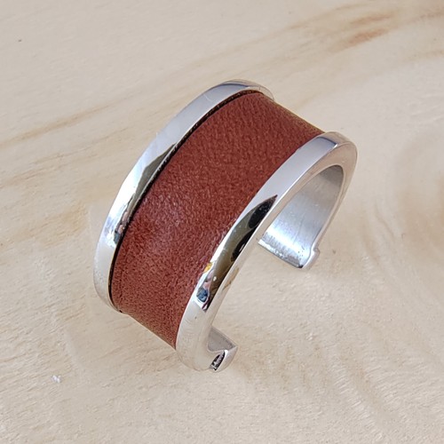 Anello bronzo pelle marrone - bronzo,
