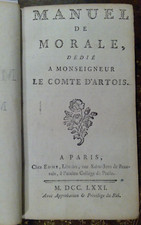(COUPE') COMTE D'ARTOIS 1771 MANUEL DE MORALE
