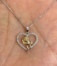 Ciondolo cuore rosa diamante