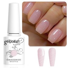 Smalto Gel Semipermanente Trasparente Glitterato Rosa Nudo Jelly Lattiginoso