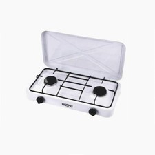 Fornello a gas gpl cucina da campeggio casa 2 fuochi piastra bianco