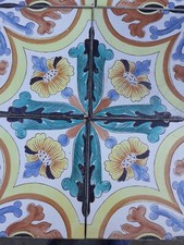 4 MATTONELLE ANTICHE VIETRI  RIGGIOLE FINEMENTE DECORATE XX' SEC.