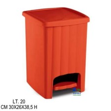 PATTUMIERA A PEDALE ARANCIONE MARGHERITA LT. 20 IN PLASTICA CM 30X26X38,5 H