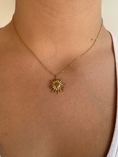 Collana acciaio Ciondolo Sole Oro Donna Minimalista Boho Luminoso