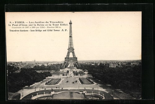 Cartolina parigi tour - cartolina, parigi,