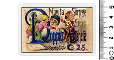 calamita pubblicità doppia maschera carnevale arlecchino negozio giocattoli 1926
