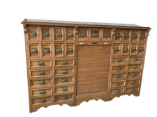 Antico grande schedario in rovere da negozio con tanti cassetti inizi del 900