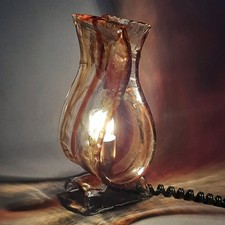 Lampada Da Tavolo Vetro Murano La Murrina Design Ondulato Modernariato 1970