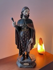 Antica statua in legno policromo riproducente San Rocco Di Montpellier