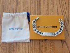 Louis Vuitton Bracciale Catena Monogramma Acciaio 8" LV Link Argento Regalo 
