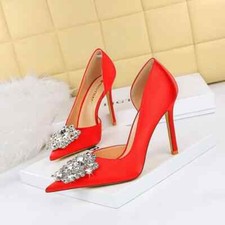 Decolte Scarpe Gioiello Tacco 10.5 cm Rosso Strass Pelle Sintetica 74308