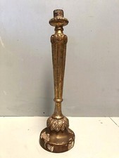 ANTICO CANDELIERE ALTARE TORCERE LEGNO SCOLPITO FOGLIA ORO ARGENTO XIX  47 cm/h