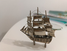 Vintage microfusione argento 800 galeone miniature 