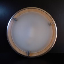 Plafoniera Illuminazione Rotonda Vetro Opale Metallo Elettrica Vintage Déco