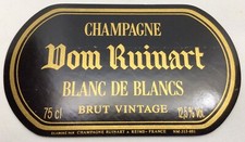 DOM RUINART - ÉTIQUETTE CHAMPAGNE - BLANC DE BLANCS- BRUT VINTAGE - 75 CL- #7452
