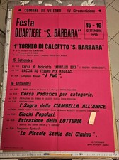 MANIFESTO FESTA QUARTIERE SANTA BARBARA anni '90 VITERBO TORNEO CALCETTO SPORT