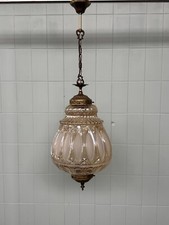 Lampadario A Sospensione Italiano Epoca Metà Del ‘900 In Vetro Ed Ottone