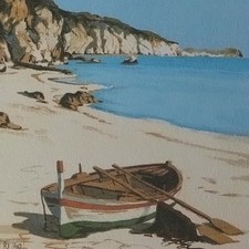 Litografia Aldo Riso Costa Smeralda Barca Vacanza Paesaggio Gita Marina Sardegna