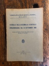 Aeroplani Caproni Verbale dell'assemblea del 21 settembre 1930 Roma 1930