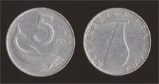 5 LIRE 1967 DELFINO - ITALIA
