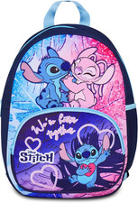 Lilo & Stitch Zainetto Asilo, Blu, Tasca Frontale Con Zip, Tasca per Borraccia, 