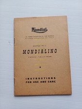 Mondial Mondialino 50 3 V 1958 manuale uso manutenzione originale testo INGLESE